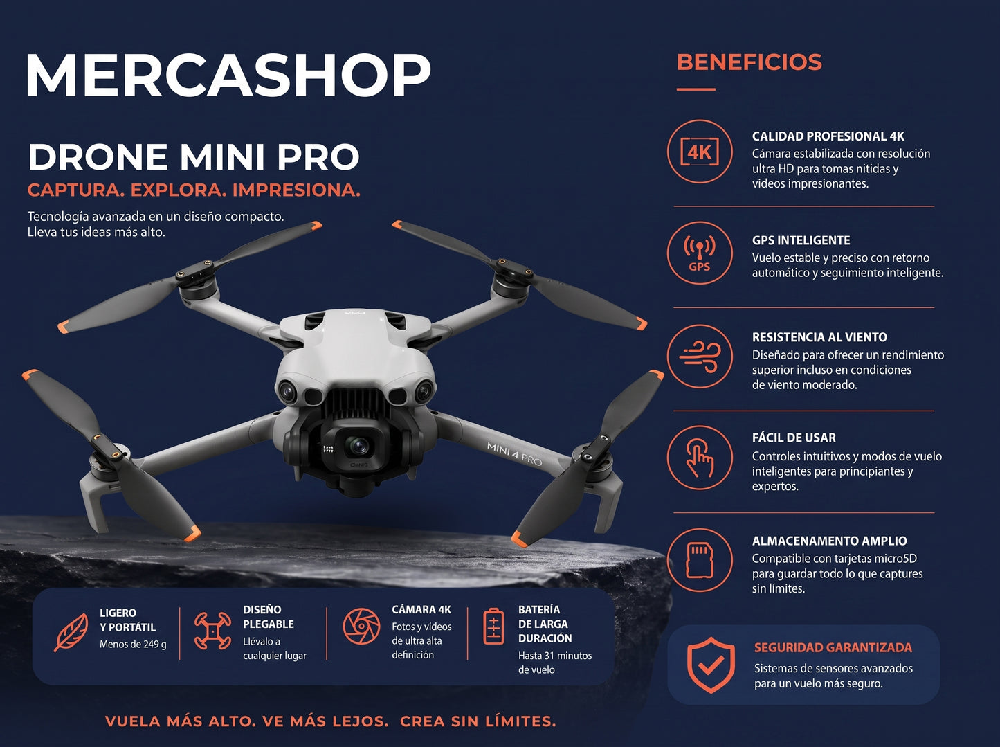 SKY MASTER™ - Drone 4K de alta capacidad.