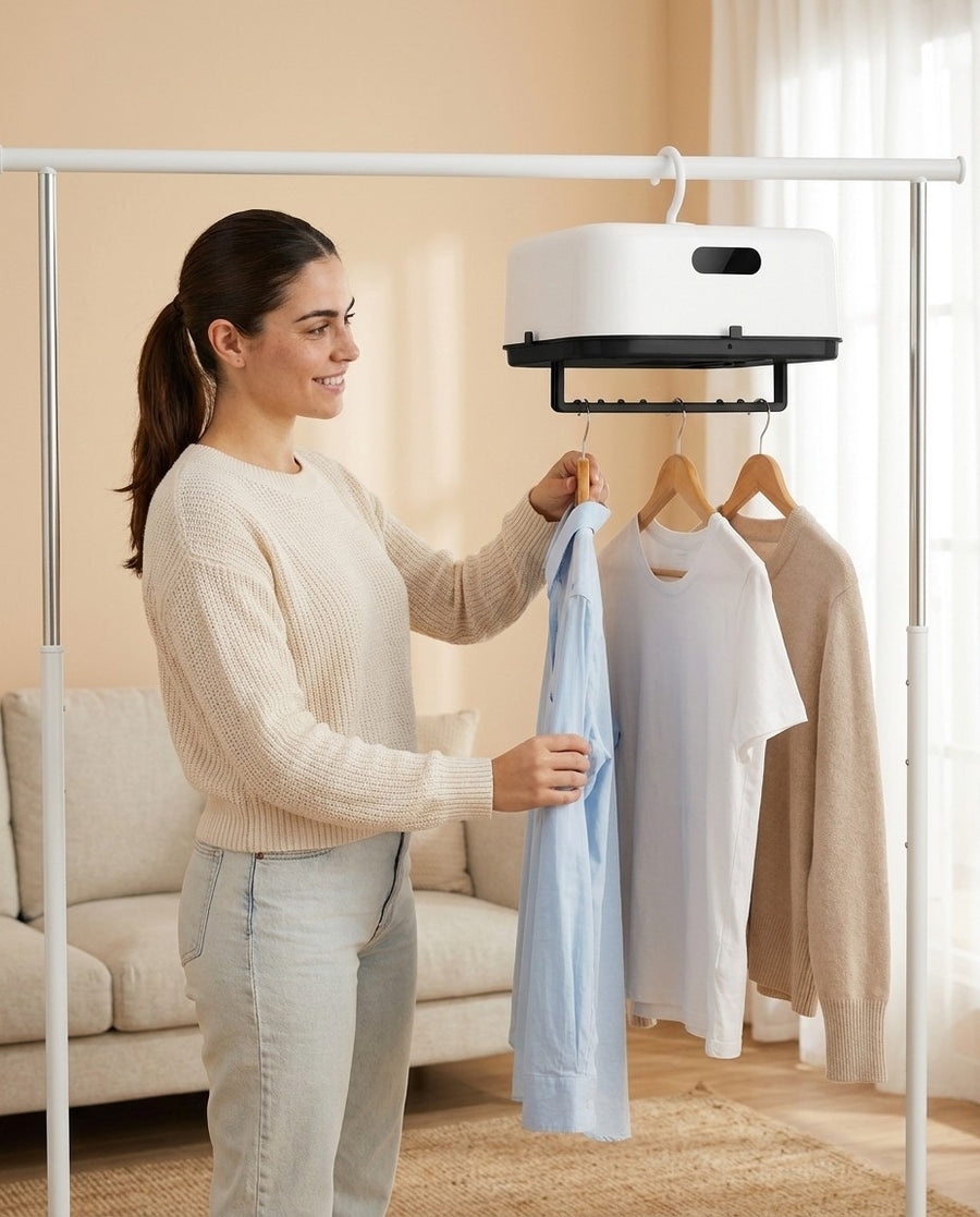 Cuelga la ropa debajo
