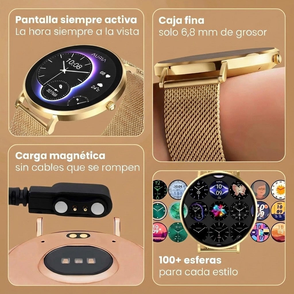 Pantalla siempre encendida, 6,8 mm, carga magnética, más de 100 esferas