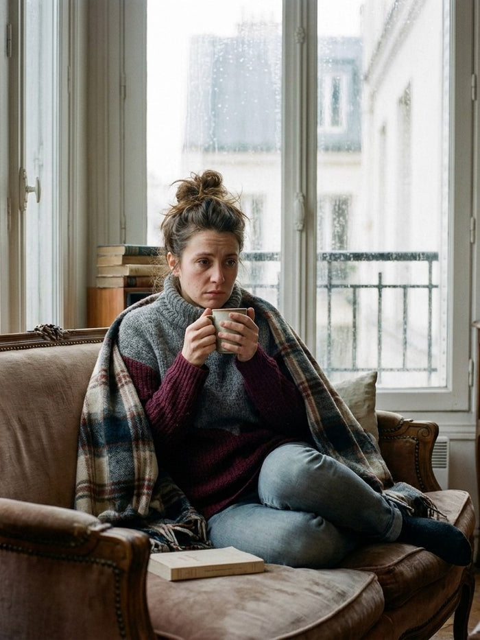 Deux pulls, un plaid et toujours froid