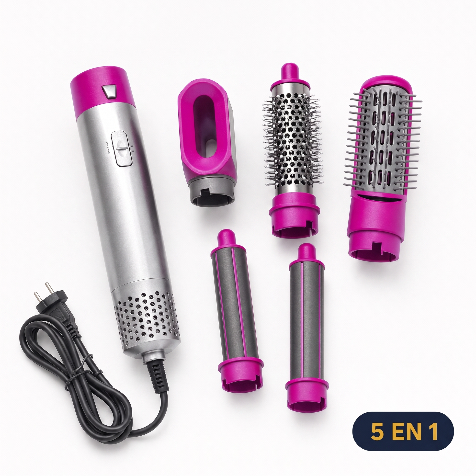 AirStyler PRO 5 en 1 cepillo moldeador fucsia con 5 cabezales intercambiables