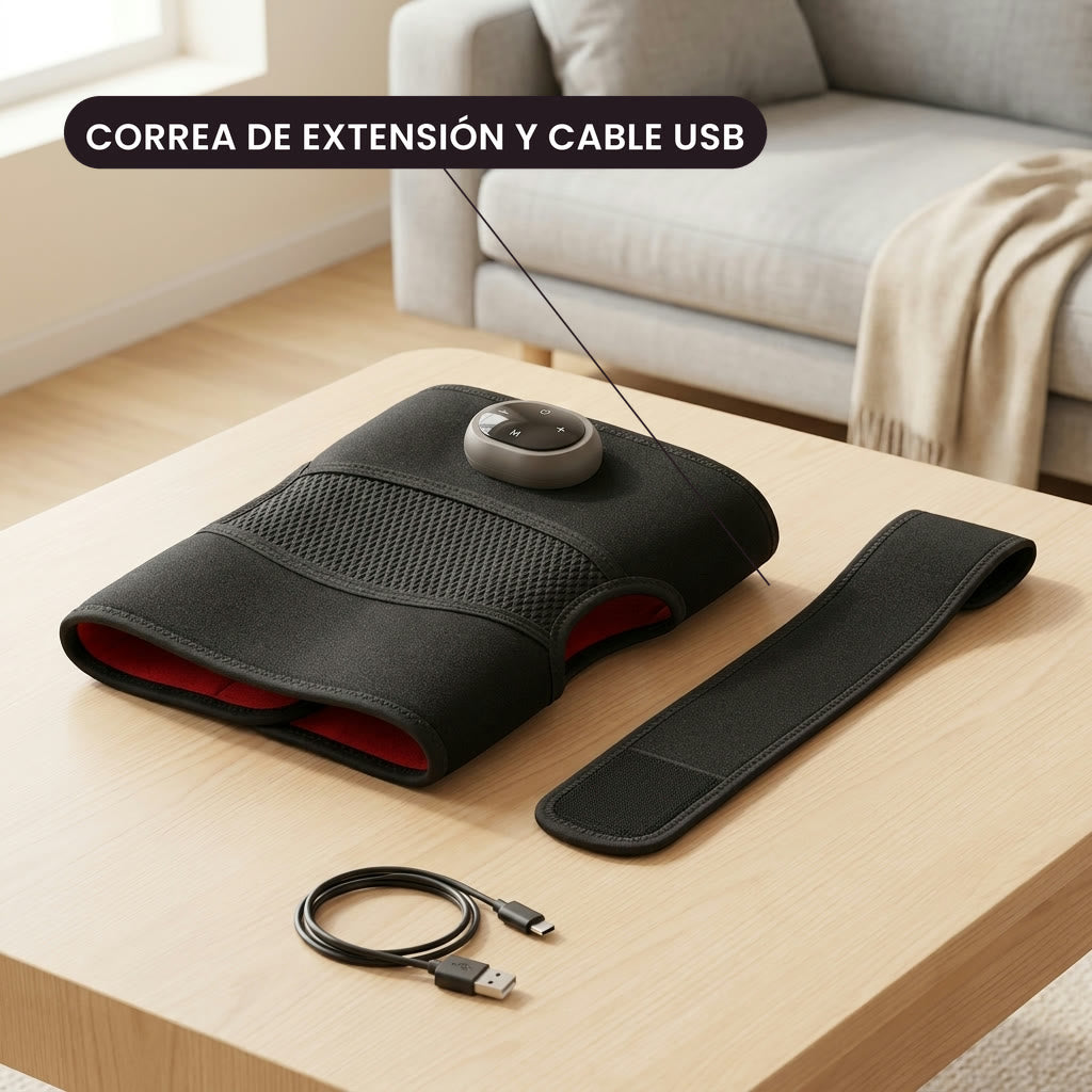 Rodillera, correa de extensión y cable USB