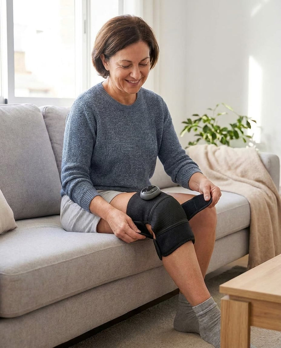 Envuelve la rodilla y cierra el velcro