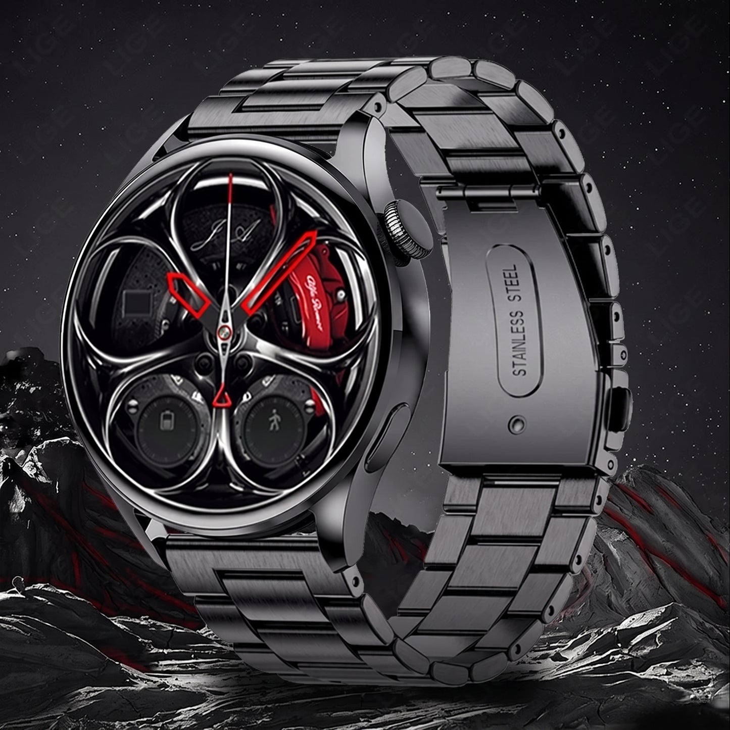 Smartwatch deportivo LIGE, correa metalica